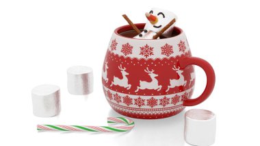 Marshmallow Kardan Adam ile sıcak çikolata bardakları