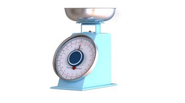 Beyaz arkaplanda metal mutfak ölçeği