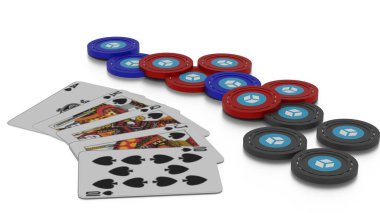 iskambil ve beyaz arka plan üzerinde fiş