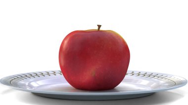 Beyaz arkaplanda kırmızı taze elma