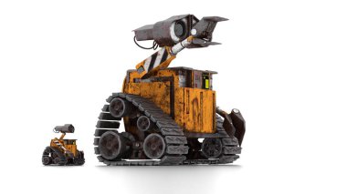 Beyaz arka planda yalnız robot