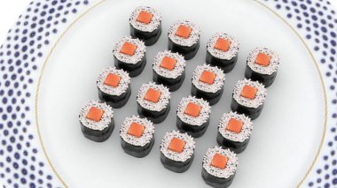 Suşi tabaklarını tabağa koy.