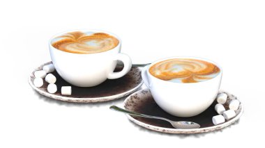 Marşmelovlu iki fincan kahve.