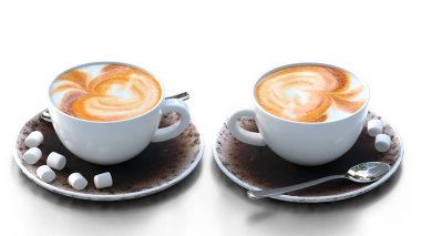 Marşmelovlu iki fincan kahve.