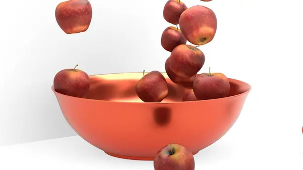 Elma plastik sepete dağılmış.