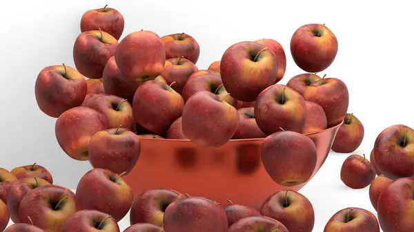 Elma plastik sepete dağılmış.