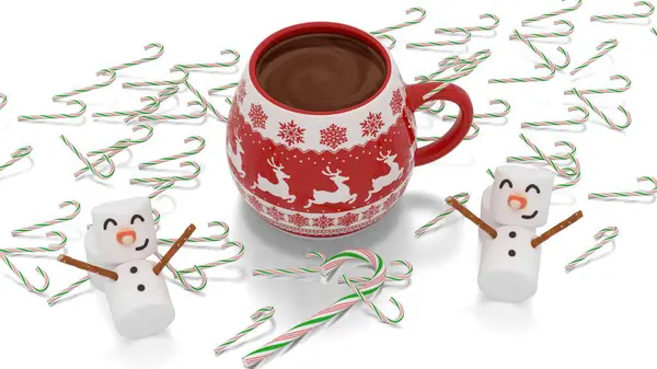 Beyaz arkaplanda sıcak çikolata