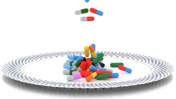 ilaç beyaz arkaplana düşer