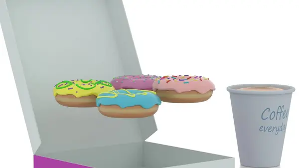 Beyaz arka planda tatlı çörek kutusu