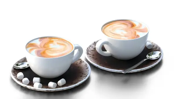 Marşmelovlu iki fincan kahve.