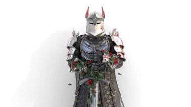 Beyaz arka planda unutulmuş şövalye