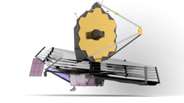 Beyaz arkaplan ile uzay teleskobu modeli