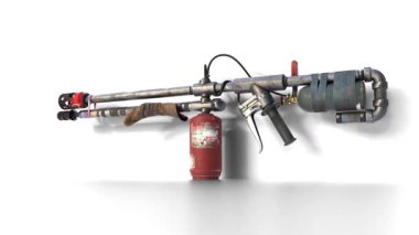 Beyaz arkaplanda alev tabancası