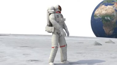 Astronot harap olmuş dünyayı işaret ediyor