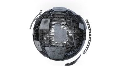 Beyaz arkaplanda uzay istasyonu canlandırması