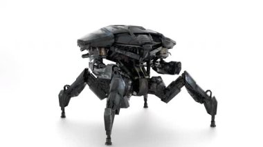 Beyaz arkaplanda örümcek robot makinesi