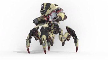 Beyaz arka planda zombiler robot animasyonu