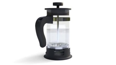 Beyaz arka planda kahve makinesi