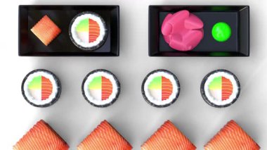 Beyaz arkaplanda suşi