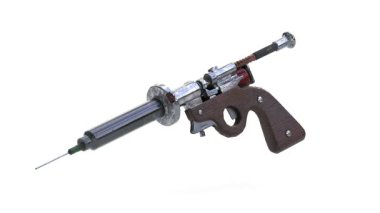 Beyaz arkaplanda şırınga tabancası