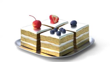 Böğürtlenli ve çilekli pasta.