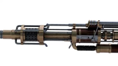 beyaz arkaplanda buharlı karabina