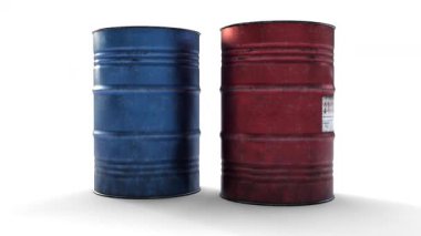 mavi ve kırmızı yağ varili