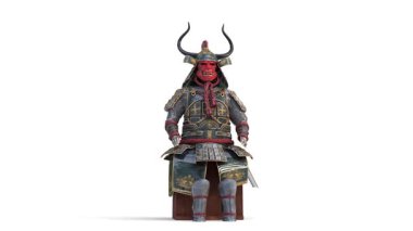 Beyaz arka planda samuray kıyafeti