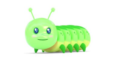 beyaz zemin üzerine yeşil solucan