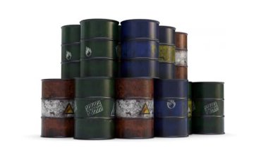 beyaz zemin üzerinde petrol varil