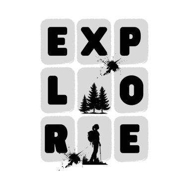 Orman ve ağaç arka planlı orman macerası logosu