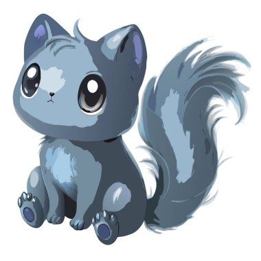 Gizemli bir kedi, tüylü kuyruğuyla sakince oturup gizemli ve atmosferik bir sahne yaratıyor. 