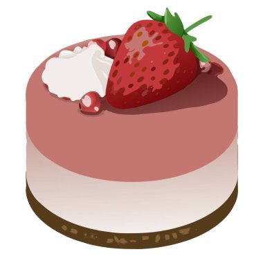 Krema ve çilek katmanlı bir pasta, lezzetli ve iştah açıcı bir kompozisyonda, yemek, tatlı veya kutlama temalı içerik için ideal.