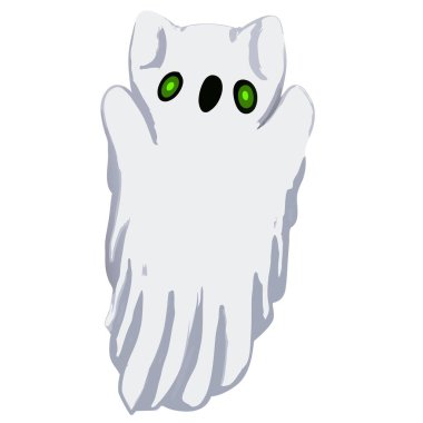 Ürkütücü ama sevimli yeşil gözlü bir hayalet kedi. Cadılar Bayramı temalı ve gerçeküstü kompozisyonlar için mükemmel.