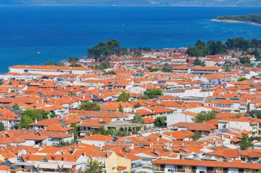 Pefkochori, Tebeşir 'deki Akdeniz Adası manzarası - Yunan