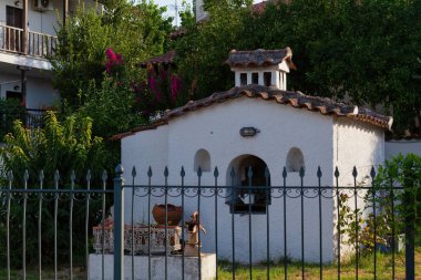 beautiful view chapel in pefkochori, chalkidiki - greece clipart