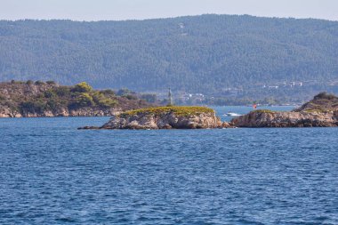 Sithonia yarımadasındaki güzel deniz manzarası - Chalkidiki - Yunanistan
