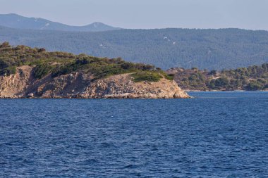 Sithonia yarımadasındaki güzel deniz manzarası - Chalkidiki - Yunanistan