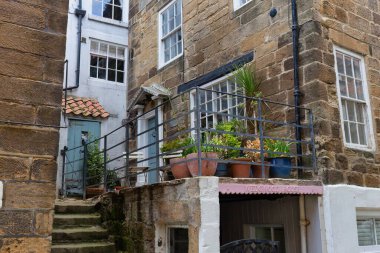 Robin Hoods Körfezi 'ndeki İngiliz kasabasındaki eski ev - Kuzey Yorkshire - Büyük Britanya