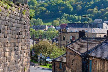 view of the city of the old town  of the region of the most beautiful landscape in Hebden Bridge - West Yorkshire - Great Britain clipart