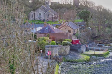 Heysham 'daki eski şehrin manzarası - Lancashire - Büyük Britanya