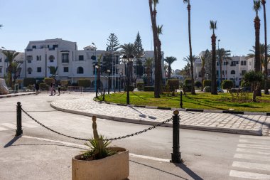 Port el Kantaoui 'deki eski şehrin güzel ve renkli sokakları - Susa - Tunus