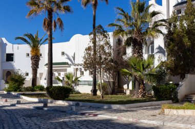 Port el Kantaoui 'deki tipik beyaz mimari - Susa - Tunus