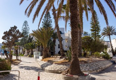 Akdeniz şehrinin eski sokaklarının manzarası, Port el Kantaoui - Sousse - Tunus