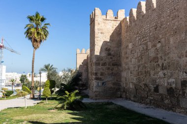Sousse - Tunus 'taki Medine Kulesi ve Duvarı