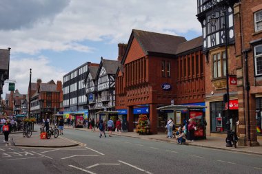 Chester- Cheshire 'ın sokak manzarası Büyük Britanya