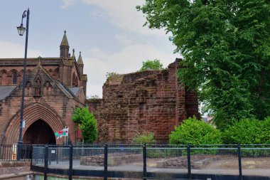 Chester- Cheshire - Büyük Britanya 'daki Roma amfitiyatrosunun yıkıntılarının manzarası