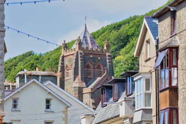 Barmouth 'taki eski şehir, Gwynedd- Wales- Büyük Britanya