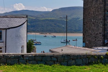Barmouth, Gwynedd- Wales - Büyük Britanya 'nın dağda nehir manzarası.