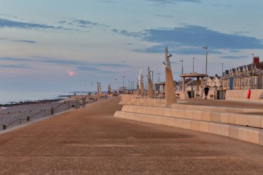 Blackpool 'daki deniz ve plaj manzarası - Lancashire - Kuzey Batı - Büyük Britanya
